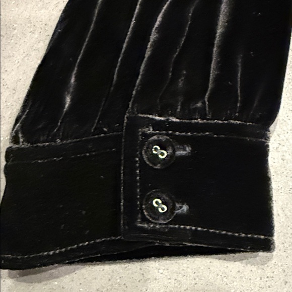 Black Velvet Button-Front Jacket • Silk Blend • Drawstring Waist • XL - Picture 5 of 8